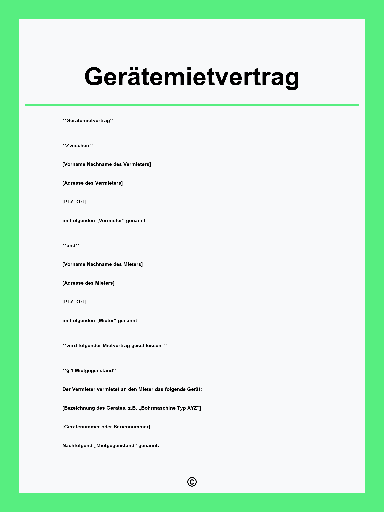 Gerätemietvertrag