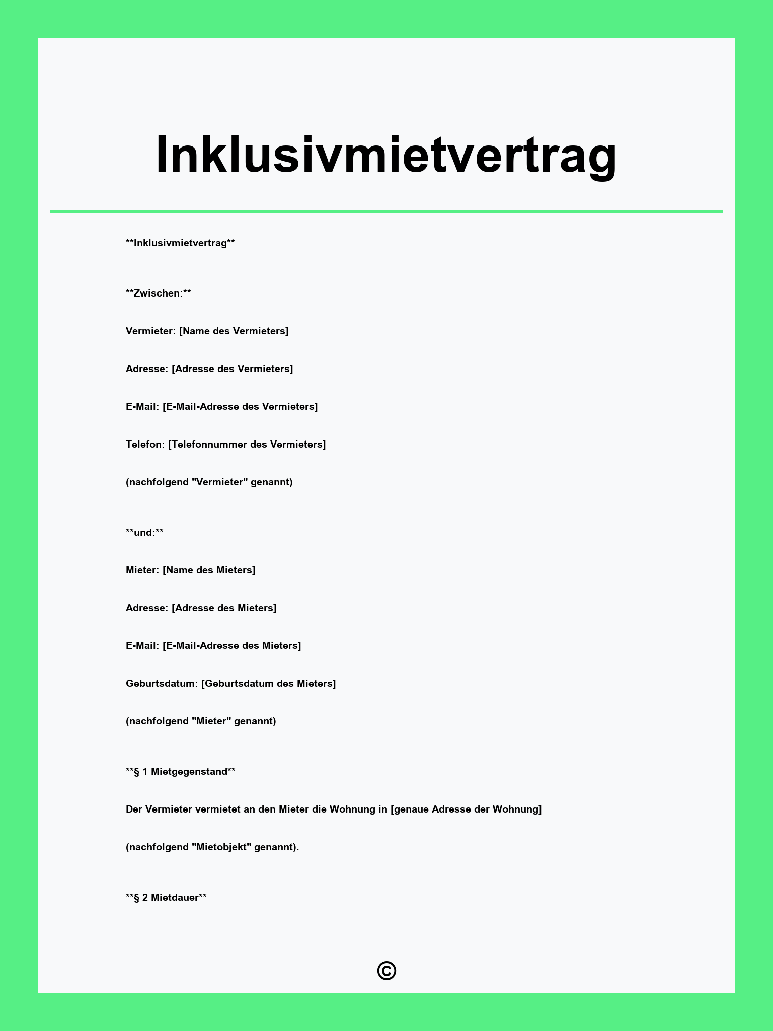 Inklusivmietvertrag
