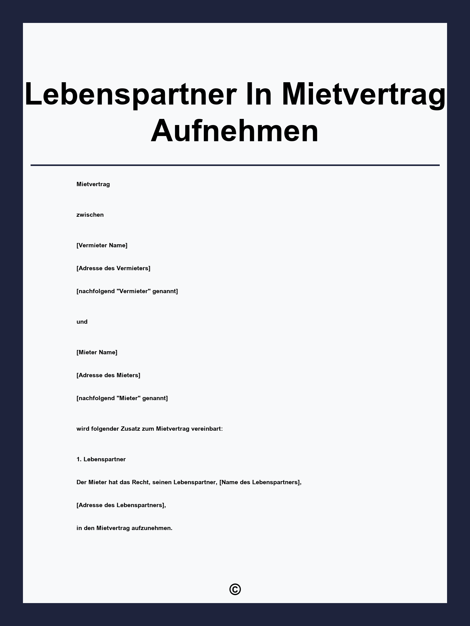 Lebenspartner In Mietvertrag Aufnehmen