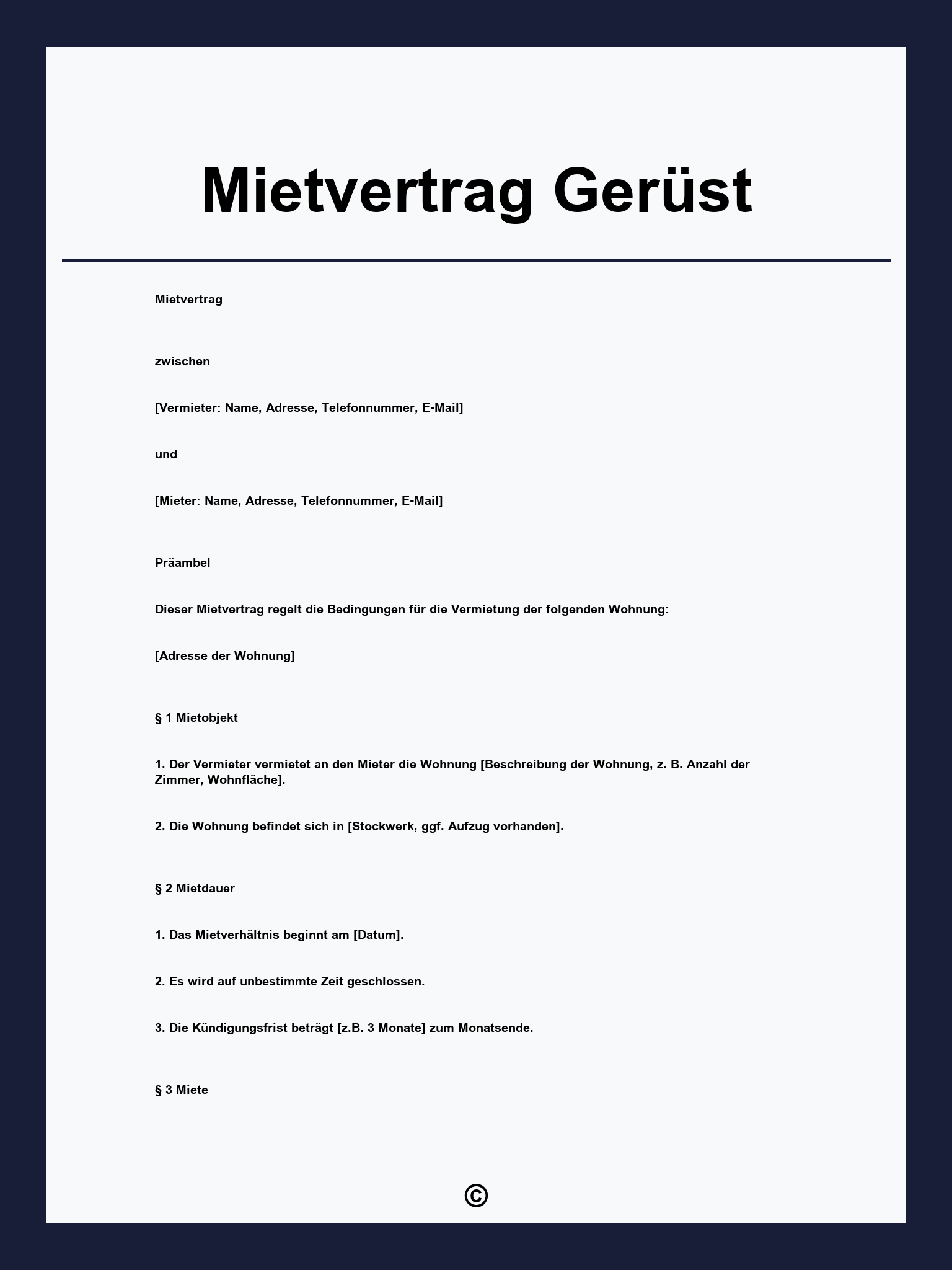 Mietvertrag Gerüst