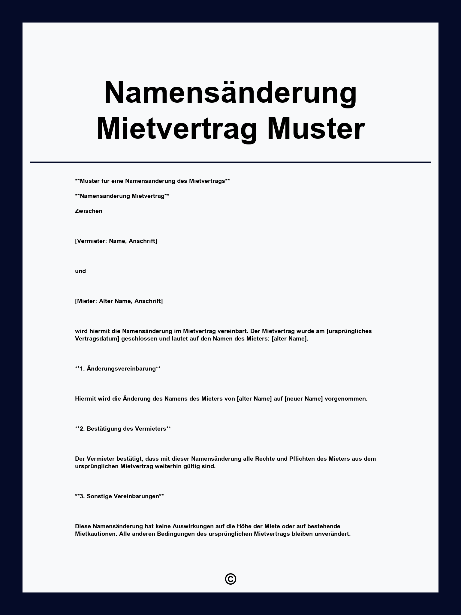 Namensänderung Mietvertrag Muster