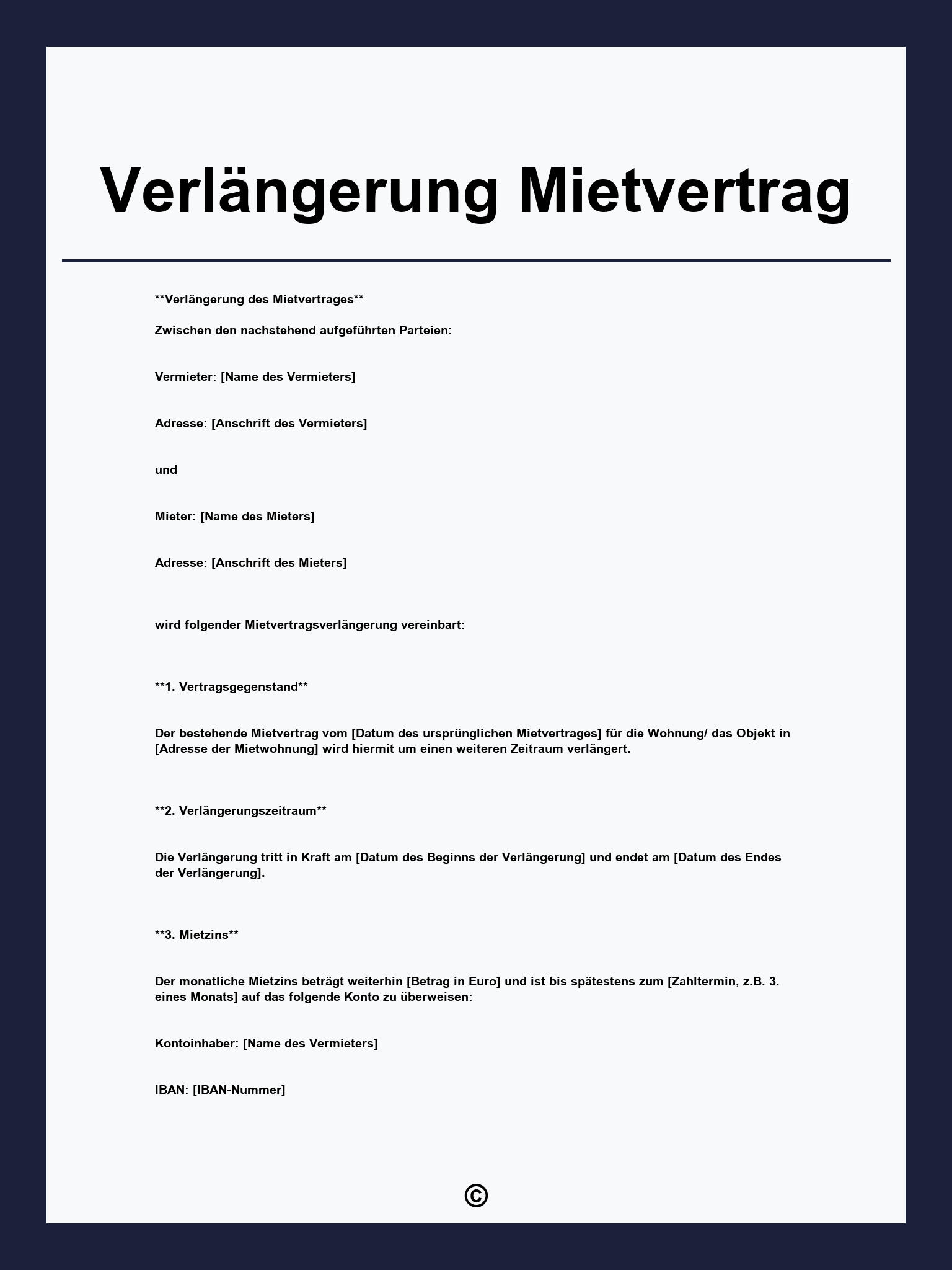 Verlängerung Mietvertrag